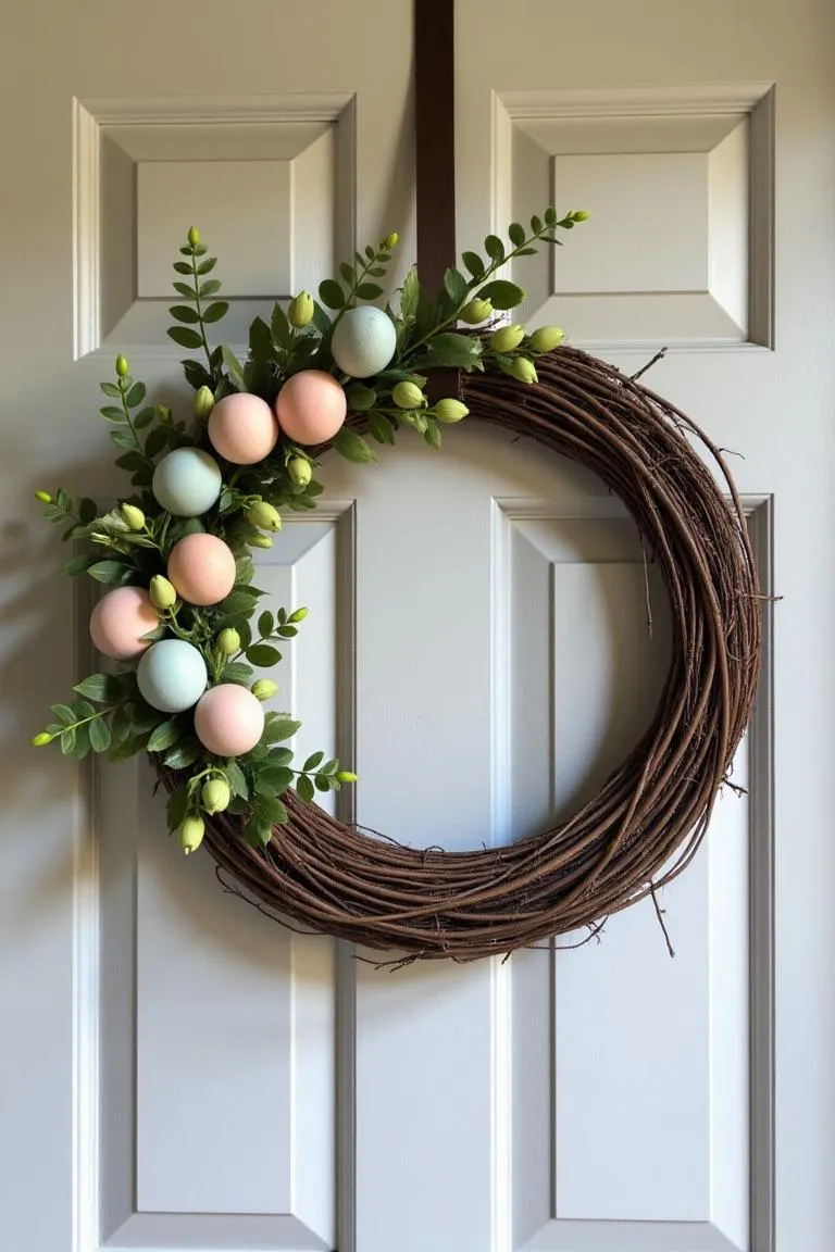 8. Pastel Egg and Nest Wreath