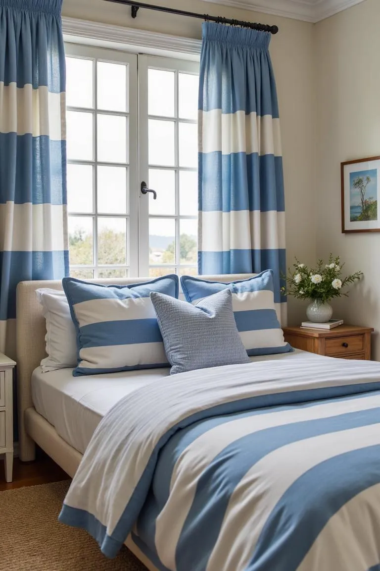 9. Blue and White Striped Textiles