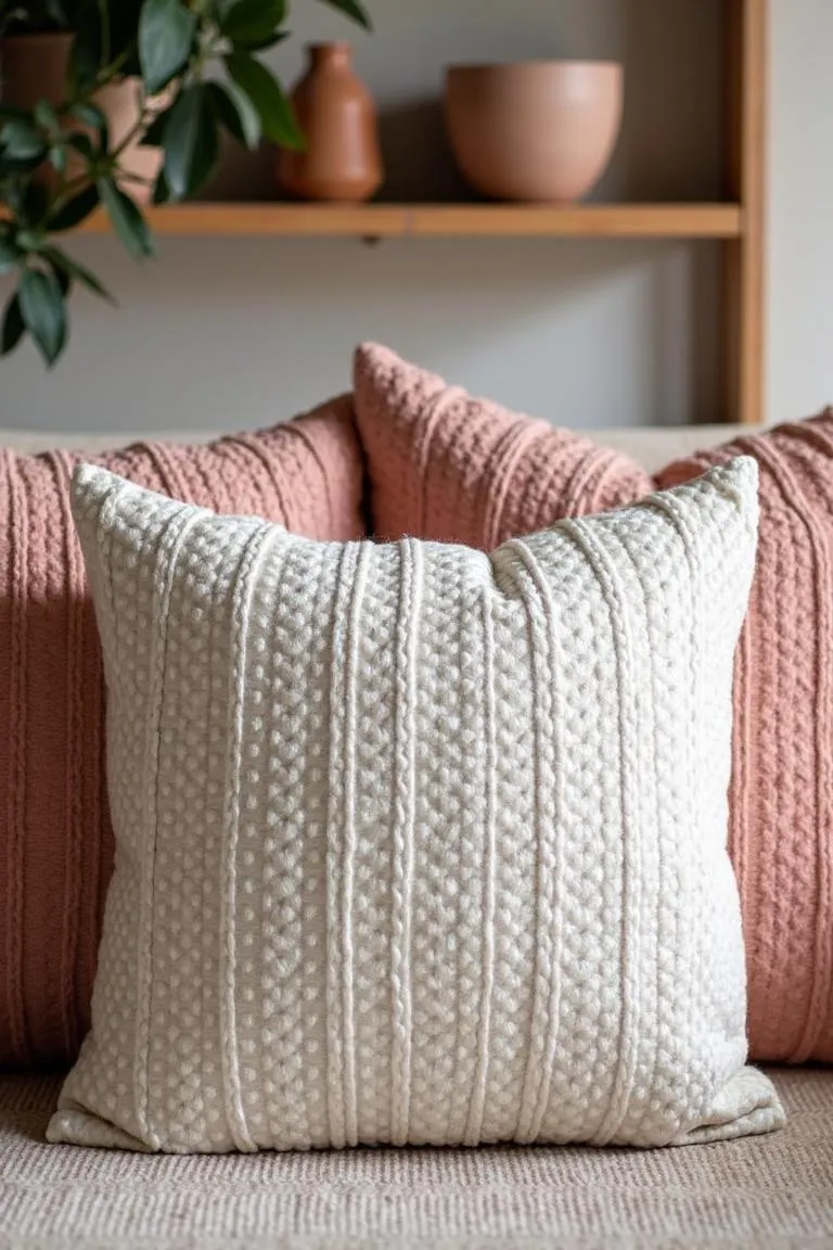 9. Textured Throw Pillows