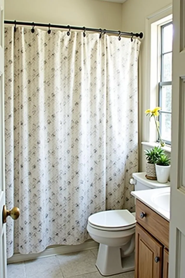 13. Shower Curtain with a Classic Pattern