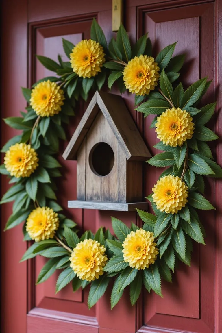 6. Birdhouse and Blooms