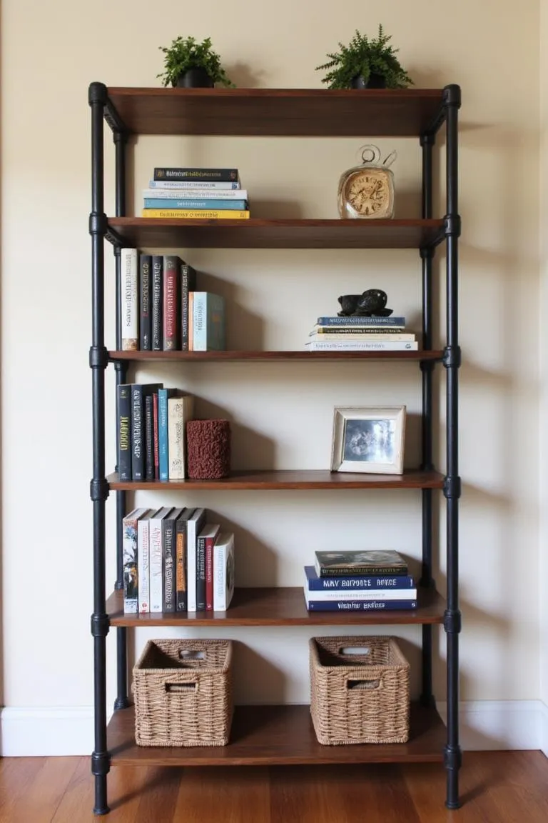 6. Industrial Pipe Bookshelf