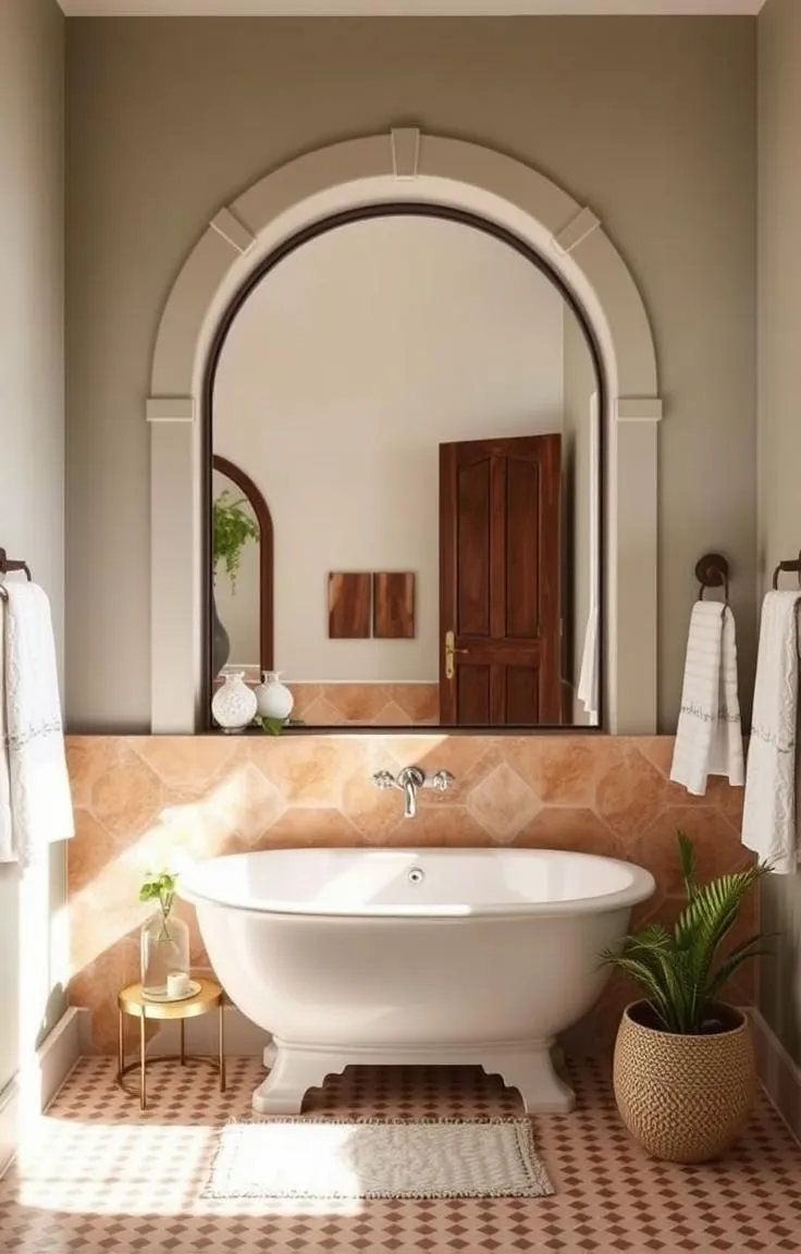 An Arched Mirror for Bathroom Softness