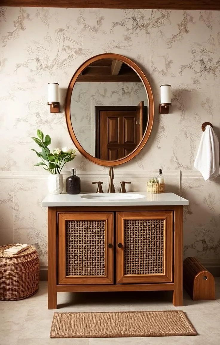 Choose a Vanity with Cane or Rattan Doors