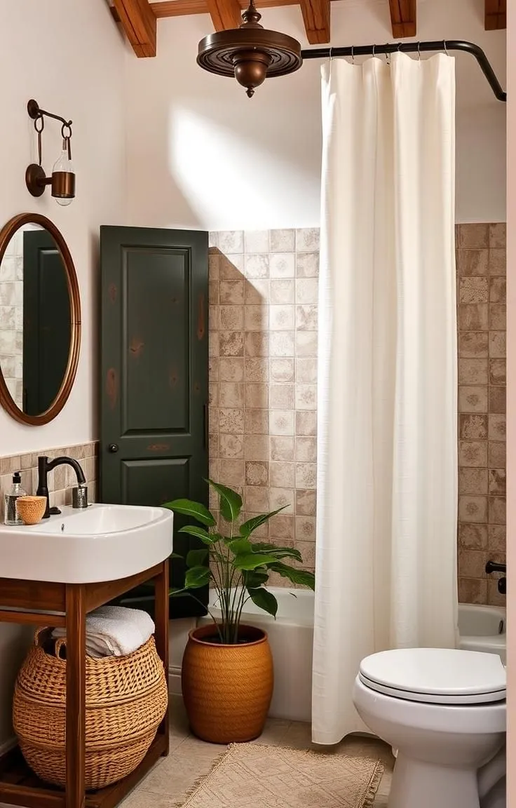 Natural Linen or Cotton Shower Curtain