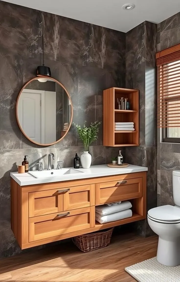 Use Teak Wood for Vanities and Shelving